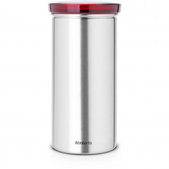 Brabantia 476228 - Tarro para monodosis de café, acero mate anti-huellas, tapa de color Rojo