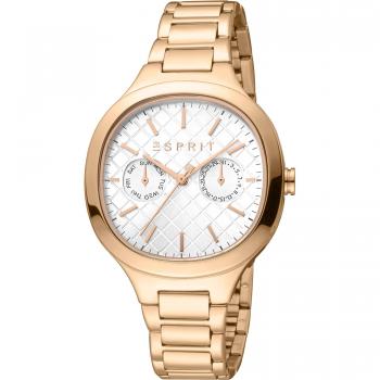 Esprit Women's Analog Watch - Rose Gold Stainless Steel with Silver Grey Dial