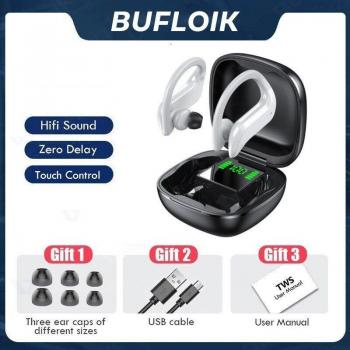 Auriculares TWS Inalámbricos Bluetooth Deportivos con Cancelación de Ruido, Estéreo 9D, Impermeables y Micrófono