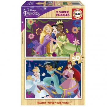 Educa Borrás Superpack Disney Princess - 2 Puzzles de Madera de 50 Piezas