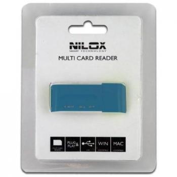 Nilox 10NXCRMI00003 - Lector de tarjetas, USB, color azul