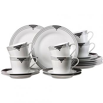 Ritzenhoff & Breker 082234 Café Service Chicago, 18 piezas Vajilla Porcelana 29 x 19 x 24 cm), color blanco/negro