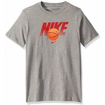 NIKE B NSW tee Basketball Ball Camiseta, Niños, dk Grey Heather/University Red, L