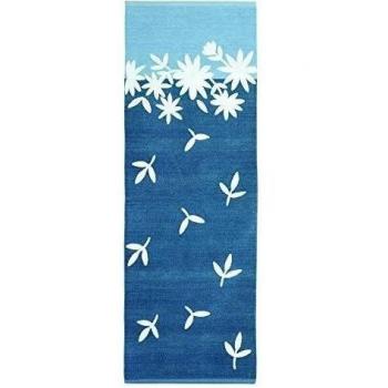 Tejido de alfombras de yute & Co Venecia con bordados a mano, de algodón, de color azul, 50 x 220 cm