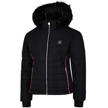 Dare 2b Predate Waterproof Breathable High Loft Insulated Quilted Silhouette Ski Snowboard Jacket with Detachable Faux Fur Hood and Snowskirt Chaqueta, niña, Negro, 3-4