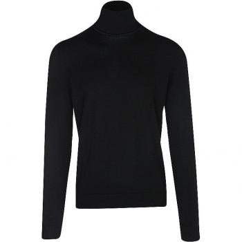 HUGO San Thomas-M Men's Regular-Fit Black Roll Neck Sweater in Virgin Wool