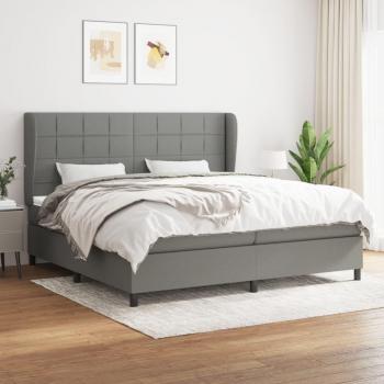 Cama box spring de muelles con colchón gris oscuro 200x200 cm Tela
