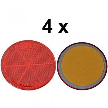 FKAnhängerteile 4 x Reflector – Reflector – pegar – Diámetro 60 mm – rojo – Certificado E