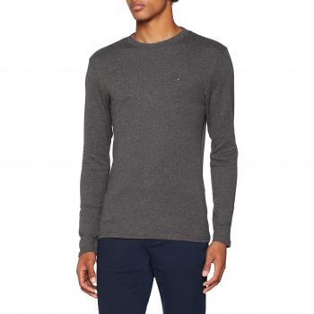 Tommy Jeans Hombre Rib Long Sleeve  Camiseta Manga Larga  Gris