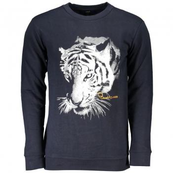 Cavalli Class Blue Cotton Sweatshirt with Logo Print - 3XL