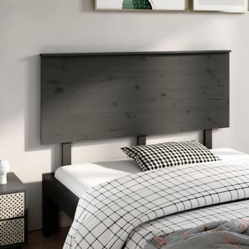 Cabecero de cama de madera maciza de pino gris 144x6x82,5 cm