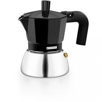 Cafetera Italiana Inducción Monix de Aluminio y Acero Inoxidable, 3-9 Tazas, Mango Termorresistente, Apta para Todo Tipo de Cocinas, Color Negro y Rojo