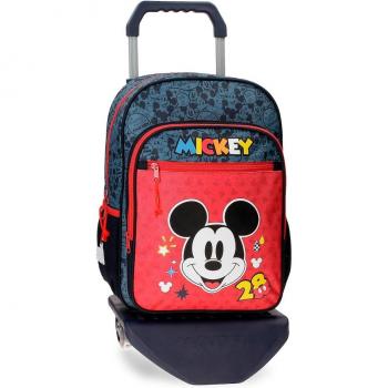 Mochila Escolar Mickey Get Moving 38cm con Carro