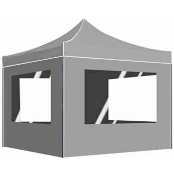 vidaXL Professional Folding Party Tent with Walls Aluminium 3x3 m White