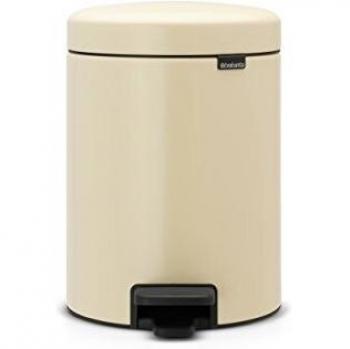 Brabantia Bin newIcon Cubo de Basura con Pedal, Acero Inoxidable, Almendra, 5 l