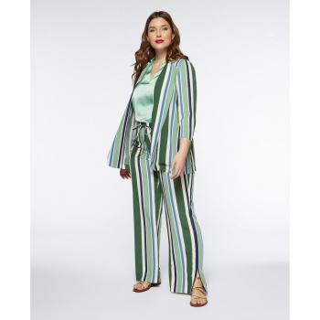 Pantalón de vestir de mujer de rayas con cintura ajustable