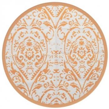 Alfombra de exterior PP naranja y blanco Ø160 cm