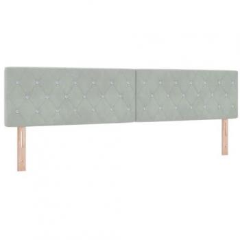 Cabecera LED de terciopelo gris claro 100 cm con luces de tira LED y botones de cristal
