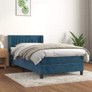 Cama box spring con colchón terciopelo azul oscuro 90x190 cm Vidaxl Azul