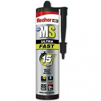 fischer | polímero silicona blanco MS Ultra fast. Sellador adhesivo de secado muy rápido para grietas, juntas exteriores o bañera, relleno fisuras.