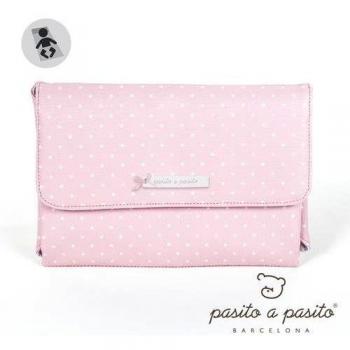 Pasito a Pasito - Cambiador Atelier en polipiel rosa con topito blanco