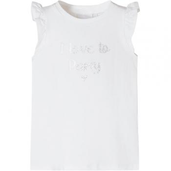 Camiseta infantil con mangas de volantes blanca tamaño 128