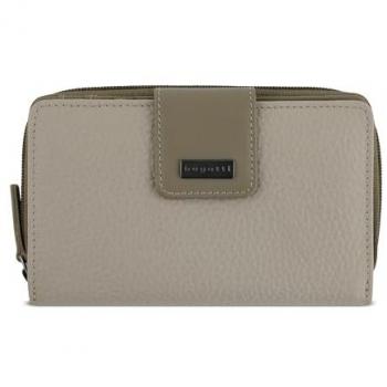 Cartera pequeña con cremallera para mujer Bugatti Sina, cuero auténtico, protección RFID, color beige