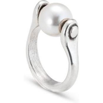 UNO de 50 Balance Collection Silver-Plated Metal Ring with Pearl - Size 15