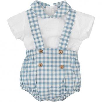 Conjunto de bebé niño en cuadros vichy color azul