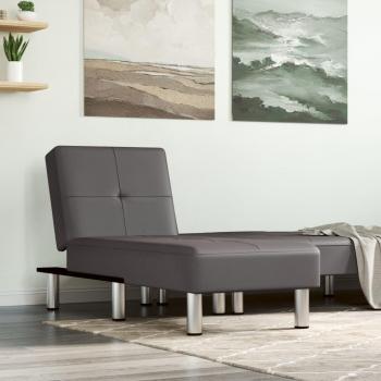 Chaise Longue de Cuero Sintético Gris