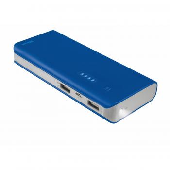 Trust Urban Primo - Cargador portátil con 2 puertos USB y batería de 10.000 mAh, color azul