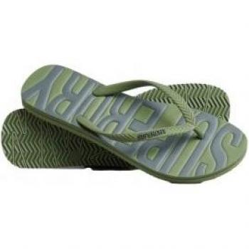 Chanclas veganas Superdry Vintage Logo verde caqui gris para mujer - L
