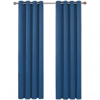 Deconovo Cortina Opaca con Aislante Térmico Cortina con Ojales para Ventana 4 Piezas 140 x 290 cm Azul