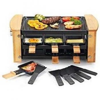 Raclette Grill 6 Personas 900W con Finiquito en Madera - KitchenChef KCWOOD