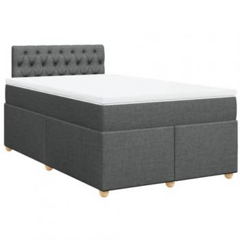 Cama box spring con colchón tela gris oscuro 120x200 cm