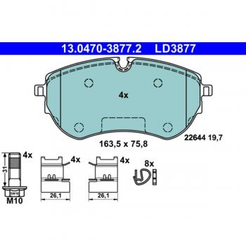 Juego de pastillas de freno ATE 13.0470-3877.2 para VOLKSWAGEN Amarok Pick up, Delantero, CamiÃ³n plataforma / Chasis