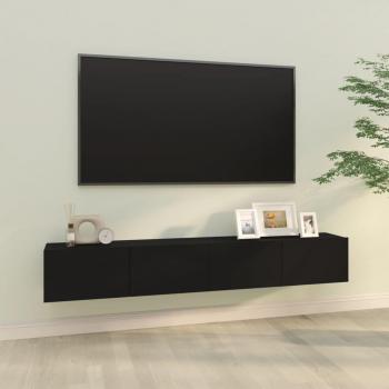 Muebles TV pared 2 uds madera contrachapada negro 100x30x30 cm Vidaxl