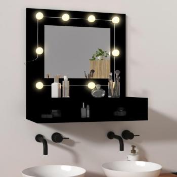 Mueble de espejo con LED negro 60x31,5x62 cm Vidaxl
