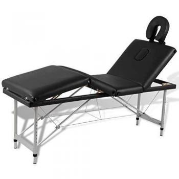 vidaXL Black Foldable Massage Table 4 Zones with Aluminium Frame