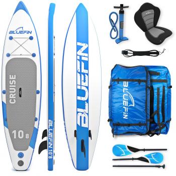 Paquete de Sup Bluefin Cruise | Tabla de Paddle Surf Hinchable | Remo de Fibra de Vidrio | Kit de Conversión a Kayak | Accesorios Completos | Varias Medidas: 10'8, 12', 15'