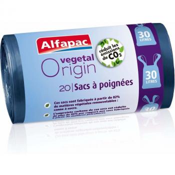 Alfapac - Bolsas de basura con asas de origen vegetal con asas, 3 rollos