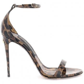 Dolce & Gabbana High Heel Sandals, Female, Brown, Size: 6 US, Animal Motif, Leopard Print