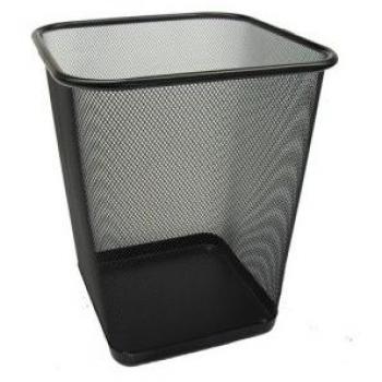 PAPELERA METALICA REJILLA NEGRA CUADRADA