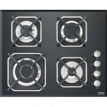 Encimera de Gas Lofra HGN6H0 Mercurio 60 cm Negro Piano de Vidrio - 4 Fuegos (1 Triple Corona)