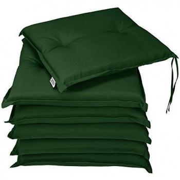 Cojines Boston para sillas - Set de 6 almohadillas de asiento lavables en color verde, dimensiones 43x39x5cm