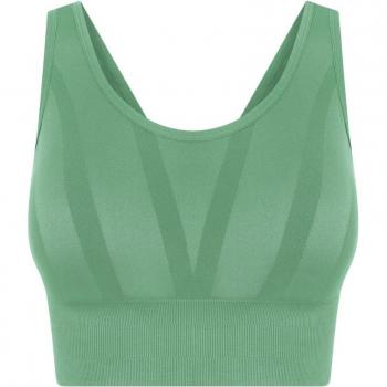 Top de Yoga Mandala Born Living Yoga en color verde mineral con sujetador crop top sin costuras y sujeción media-alta