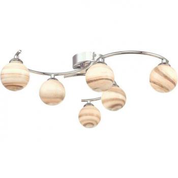 Plafón Atiya Cromo Pulido, Cristal 6 Bombillas, Lámpara de Techo Semi Empotrada en Cromo Pulido con Vidrio Estilo Planet, 16cm, 6x G9