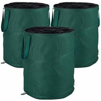Saco Jardín Plegable Pop-Up de 160 L, Pack de 3 Unidades, Verde, ∅ 55 cm