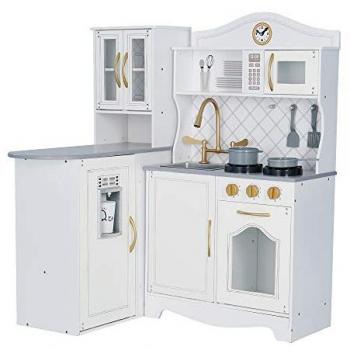 Teamson Kids Little Chef Upper East Retro Play Kitchen w Effects, White