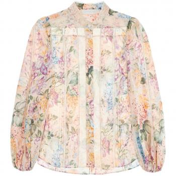 Zimmermann Women's Floral Print Lace Trim Shirt | 1348TSS241MWF, Blouse, Female, Multicolor, Size: XS, Floral pattern